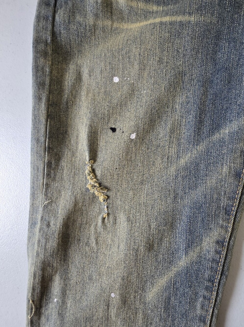 Purple Brand Paint Splatter Jeans Size W-30 Distressed Faded Denim Edgy NEW - Picture 5 of 16
